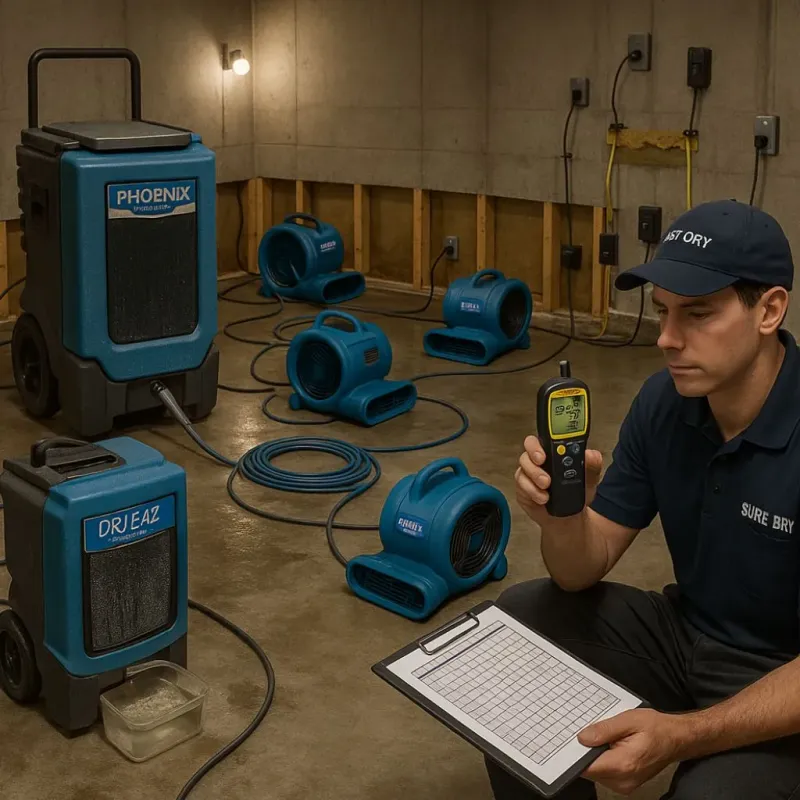 Structural Drying and Dehumidification process in Quinebaug, CT